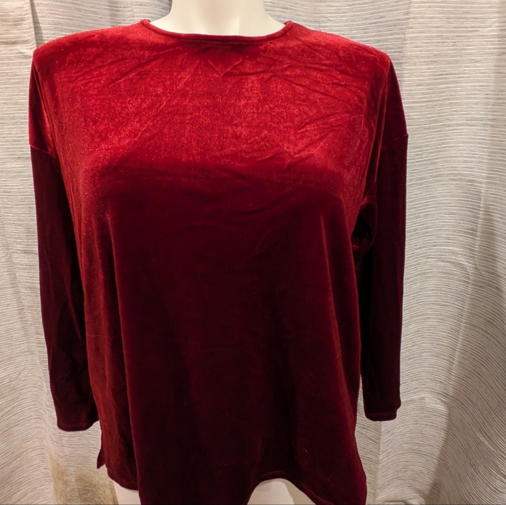 J. Jill Deep Red Velvet Blouse - L